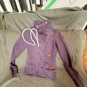 WANAKOME Purple Asymmetrical Zip Hoodie with new cord!
